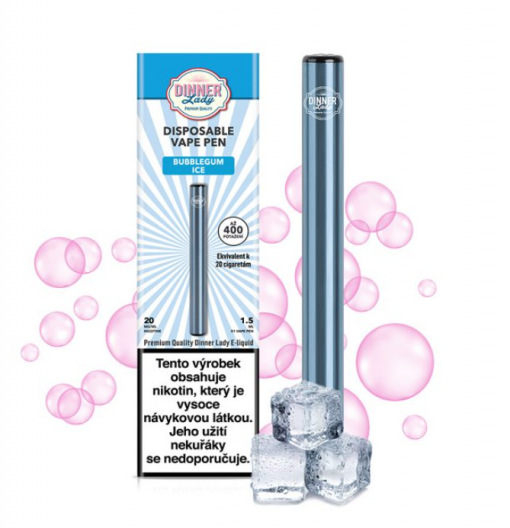 Jednorázová ecigareta Dinner Lady Vape Pen - Bubblegum Ice 20mg/ml