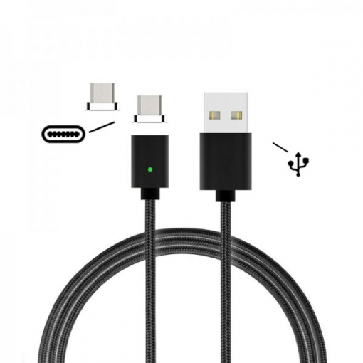 Wave Concept - kabel Quickcharge s magnetickými USB-C koncovkami - 1m 