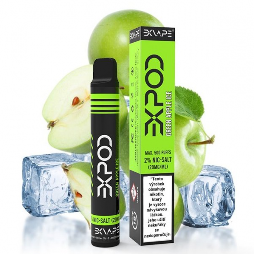 EXVAPE EXPOD jednorázová ecigareta Green Apple Ice - 20mg