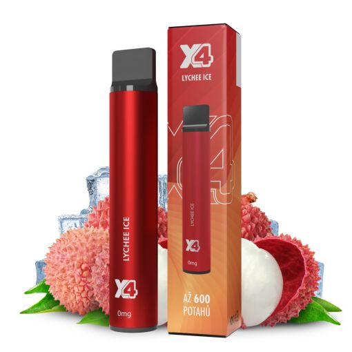 X4 Bar Zero Chladivé liči / Lychee Ice - jednorázová ecigareta BEZ NIKOTINU