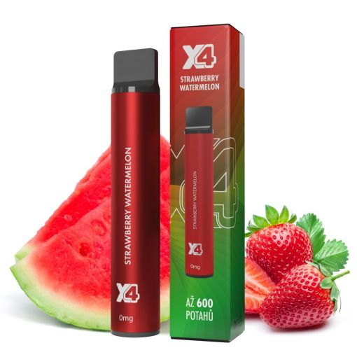 X4 Bar Zero Jahoda a meloun / Strawberry Watermelon - jednorázová ecigareta BEZ NIKOTINU - Kolek Q
