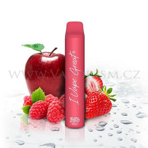 IVG Bar Plus - Jahoda, malina a růžové jablko / Strawberry Raspberry Pink Apple - jednorázová cigareta
