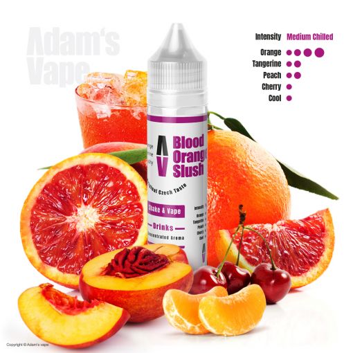 Příchuť Adams vape - Blood Orange Slush / Ledová tříšť s červeným pomerančem, mandarinkou a broskví 10ml SnV