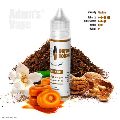 Příchuť Adams vape S&V: Caramel Tobacco / Tabák se slaným karamelem a ořechy 12ml