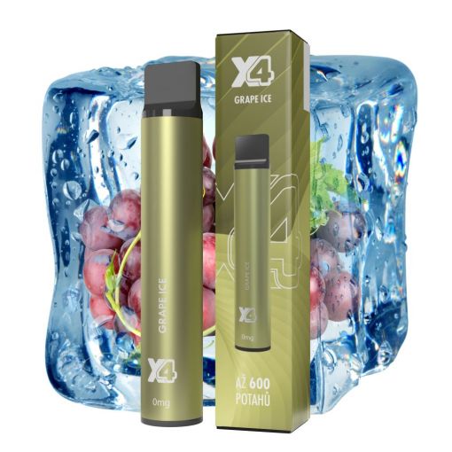 X4 Bar Zero Chladivé hroznové víno / Grape Ice jednorázová e-cigareta BEZ NIKOTINU