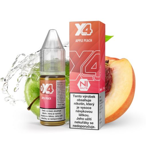 Nikotinová sůl X4 Bar Juice - Jablko a broskev / Apple Peach 10ml