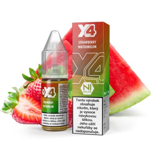 Nikotinová sůl X4 Bar Juice - Jahoda a meloun / Strawberry Watermelon 10ml
