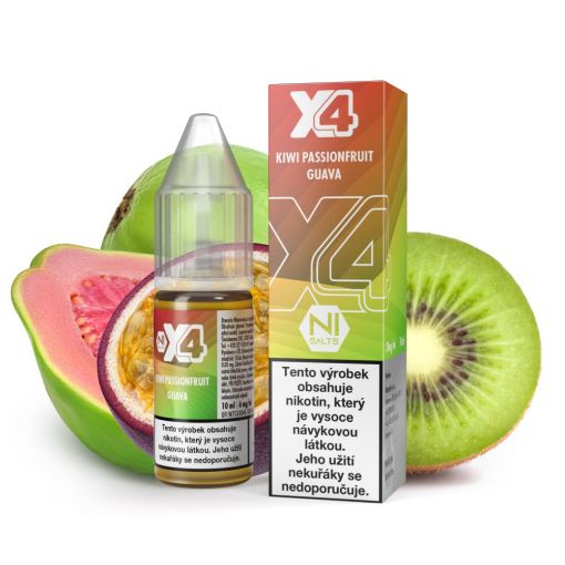 Nikotinová sůl X4 Bar Juice - Kiwi, Marakuja a Guava / Kiwi Passionfruit Guava 10ml