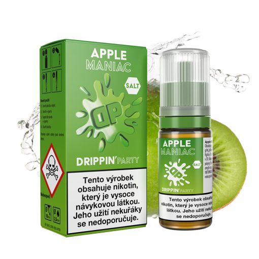 Nikotinová Sůl Drippin Salt Party - Apple Maniac / Chladivé jablko a kyselé kiwi 10ml