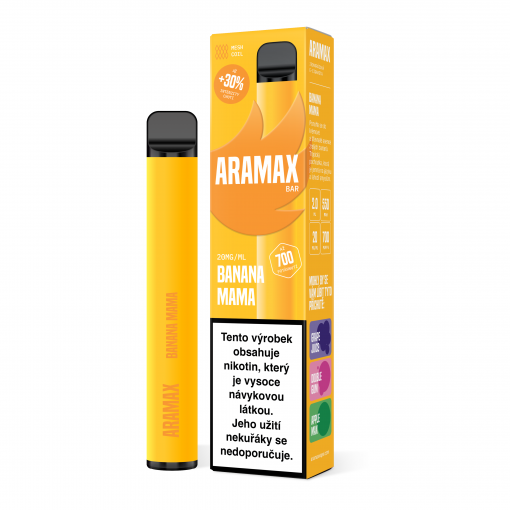 Aramax Bar jednorázová ecigareta Banana Mama - 20mg