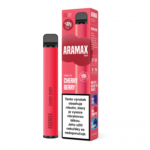 Aramax Bar jednorázová ecigareta Cherry Berry - 20mg - Kolek Q