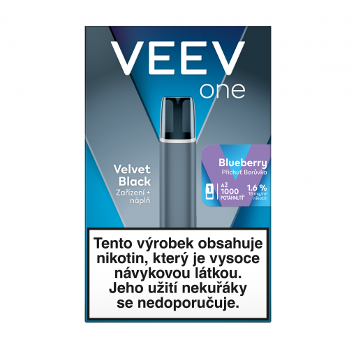 Elektronická cigareta VEEV One Starter Pack Velvet Black + náplň Blueberry