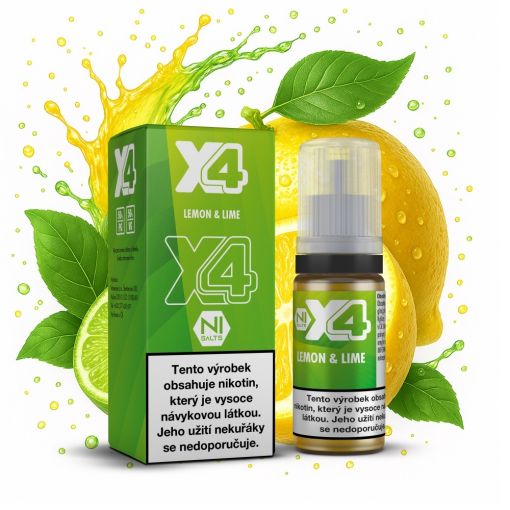 Nikotinová sůl X4 Bar Juice - Limetka a citrón / Lemon Lime 10ml