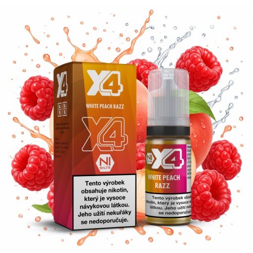 Nikotinová sůl X4 Bar Juice - Broskev a malina / White Peach Razz 10ml